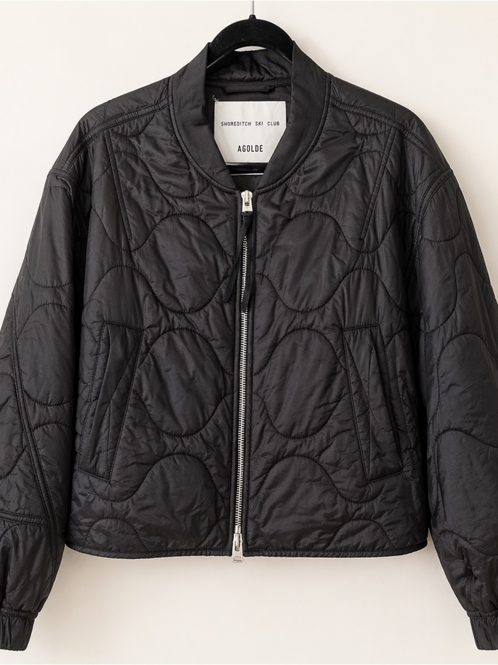 Agolde Black Quilted Bomber Jacket